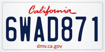 CA license plate 6WAD871