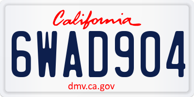 CA license plate 6WAD904
