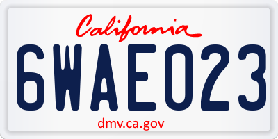 CA license plate 6WAE023