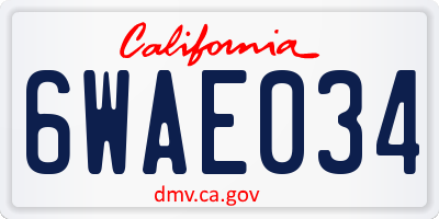 CA license plate 6WAE034