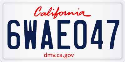 CA license plate 6WAE047