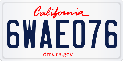 CA license plate 6WAE076