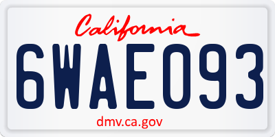 CA license plate 6WAE093