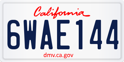 CA license plate 6WAE144