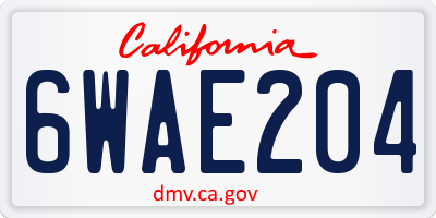 CA license plate 6WAE204