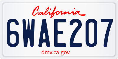 CA license plate 6WAE207