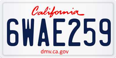 CA license plate 6WAE259