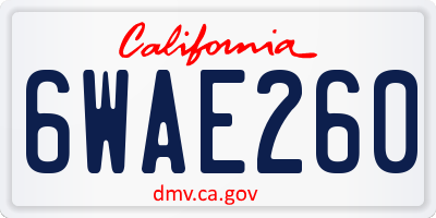 CA license plate 6WAE260
