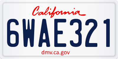 CA license plate 6WAE321