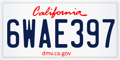CA license plate 6WAE397