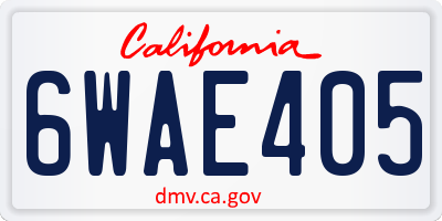 CA license plate 6WAE405