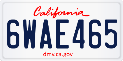 CA license plate 6WAE465