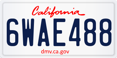 CA license plate 6WAE488