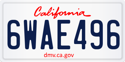 CA license plate 6WAE496