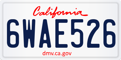 CA license plate 6WAE526