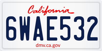 CA license plate 6WAE532