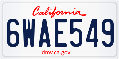 CA license plate 6WAE549