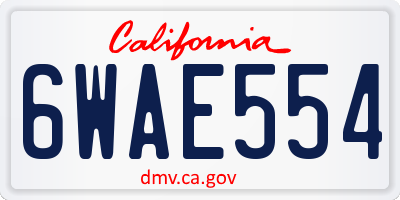 CA license plate 6WAE554