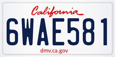 CA license plate 6WAE581
