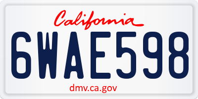 CA license plate 6WAE598