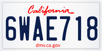 CA license plate 6WAE718