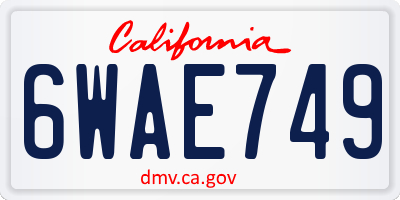 CA license plate 6WAE749