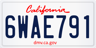CA license plate 6WAE791