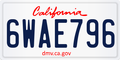 CA license plate 6WAE796