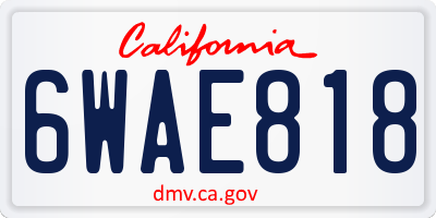 CA license plate 6WAE818