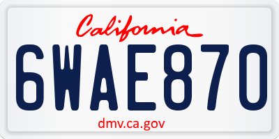 CA license plate 6WAE870
