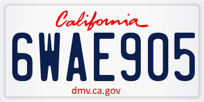 CA license plate 6WAE905
