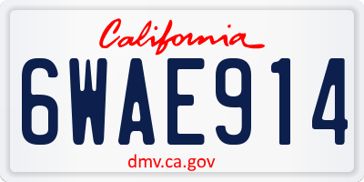 CA license plate 6WAE914
