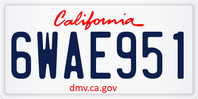 CA license plate 6WAE951