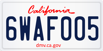 CA license plate 6WAF005