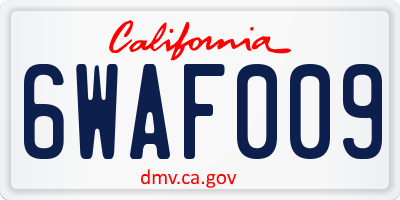 CA license plate 6WAF009