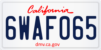 CA license plate 6WAF065