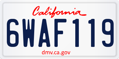 CA license plate 6WAF119