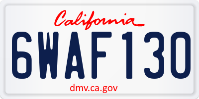 CA license plate 6WAF130