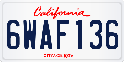 CA license plate 6WAF136