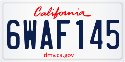 CA license plate 6WAF145