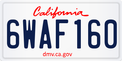 CA license plate 6WAF160