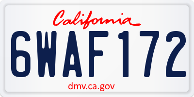 CA license plate 6WAF172