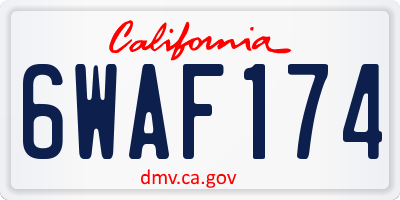 CA license plate 6WAF174