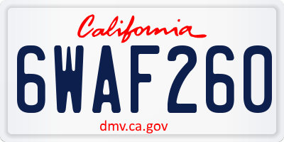 CA license plate 6WAF260