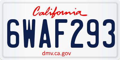 CA license plate 6WAF293