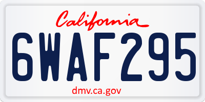 CA license plate 6WAF295