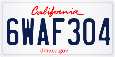 CA license plate 6WAF304