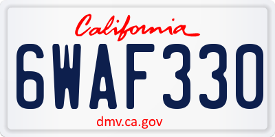 CA license plate 6WAF330