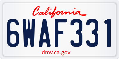 CA license plate 6WAF331
