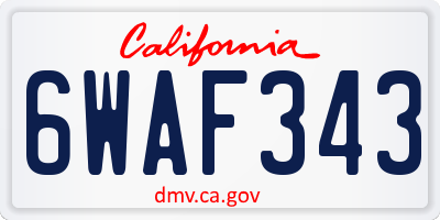 CA license plate 6WAF343